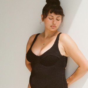 Ochre lane crinkle one piece. Size AUS16/US12